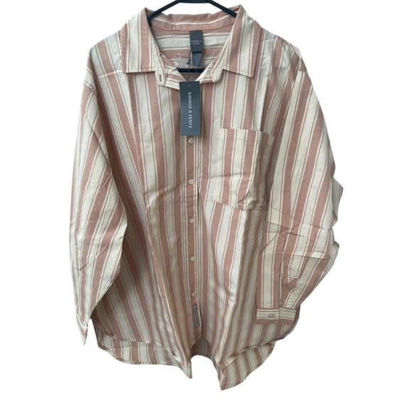 Savage X Fenty 2-Piece Sleep Set Women’s Size 1X Peach Stripes Pajamas NWT - Picture 2 of 8